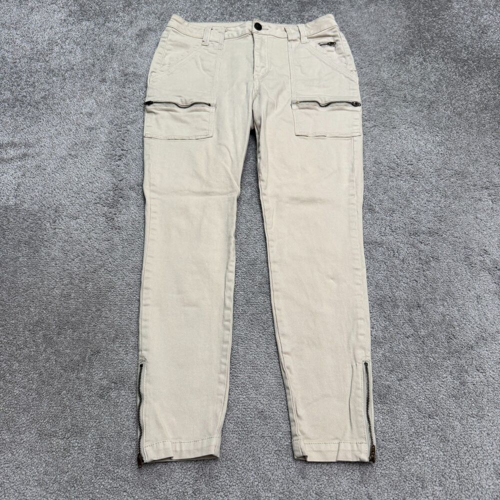 Joie Park Skinny High Rise Ankle Zip Cargo Pants Womens 10/30 Tan Khaki Cotton